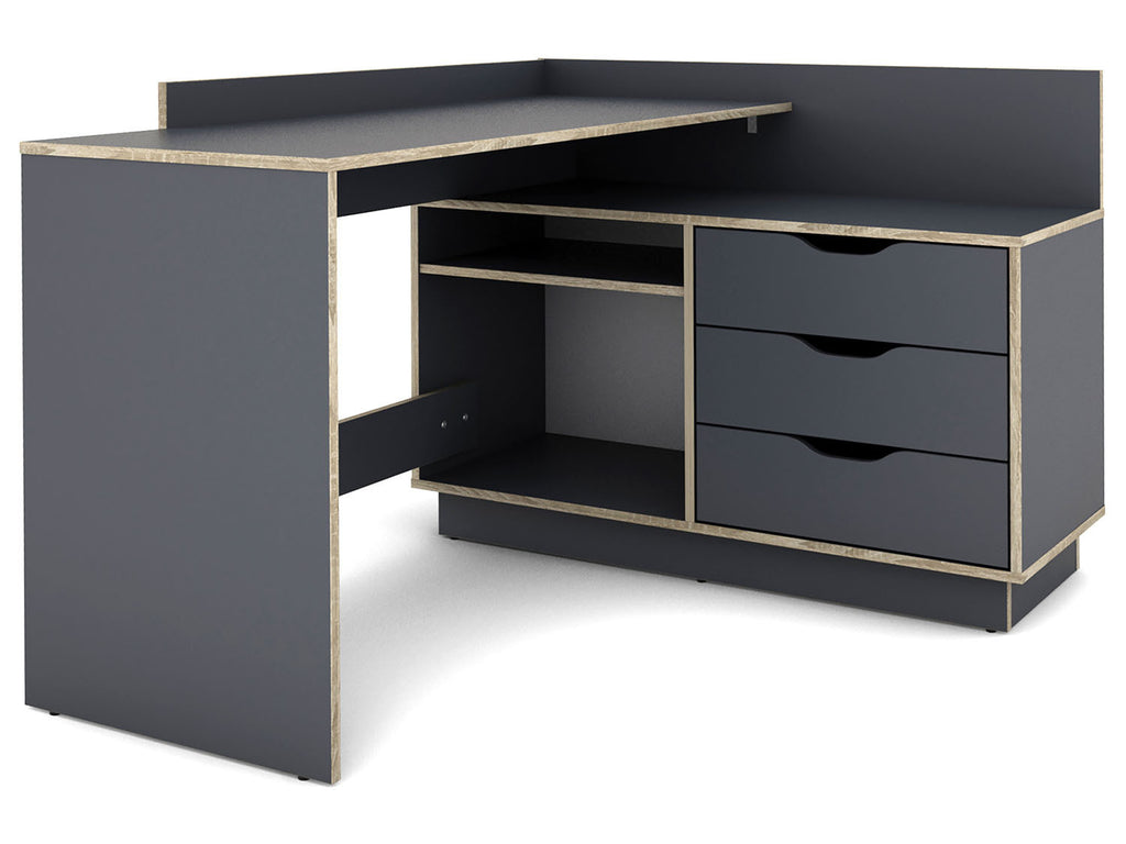 Bureau d'angle Belfast avec compartiments, 129 x 105 x 83 cm