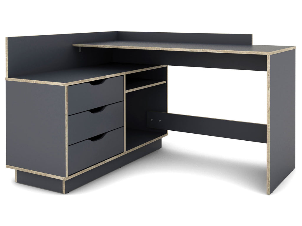 Bureau d'angle Belfast avec compartiments, 129 x 105 x 83 cm