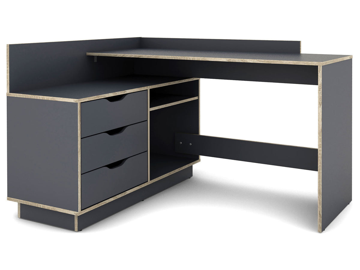 Bureau d'angle Belfast avec compartiments, 129 x 105 x 83 cm