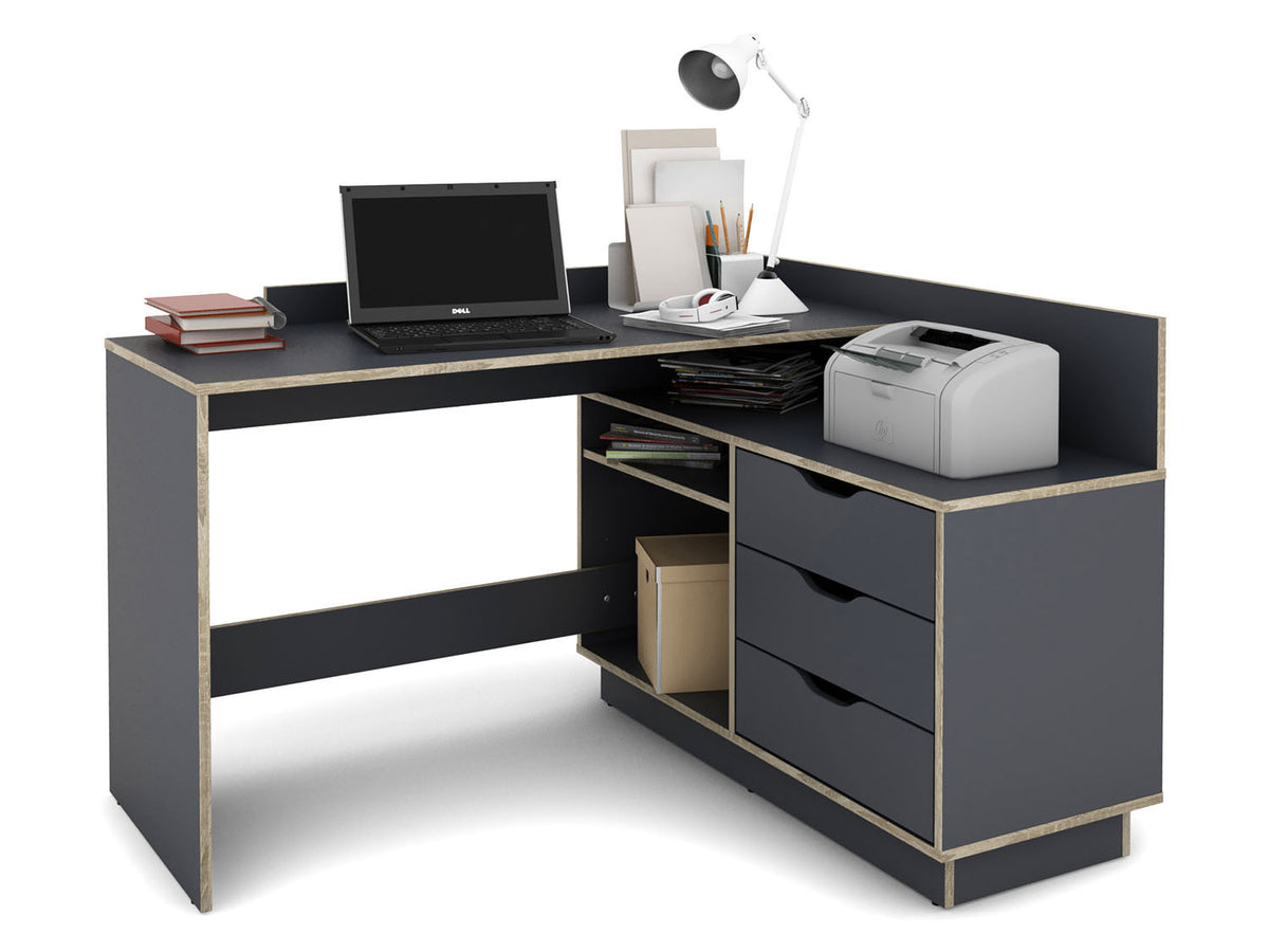 Bureau d'angle Belfast avec compartiments, 129 x 105 x 83 cm