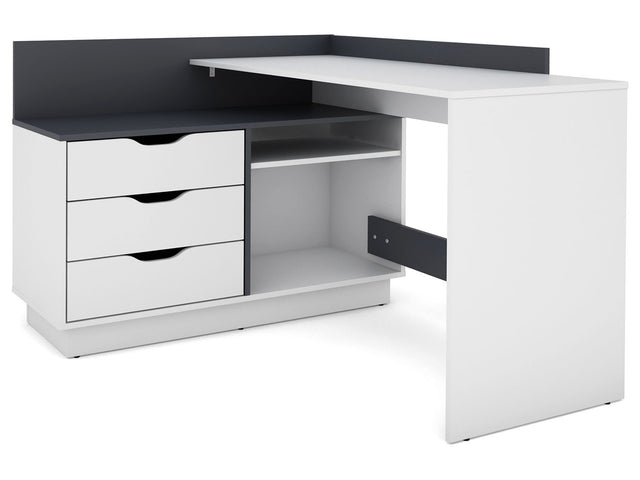 Bureau d'angle Belfast avec compartiments, 129 x 105 x 83 cm