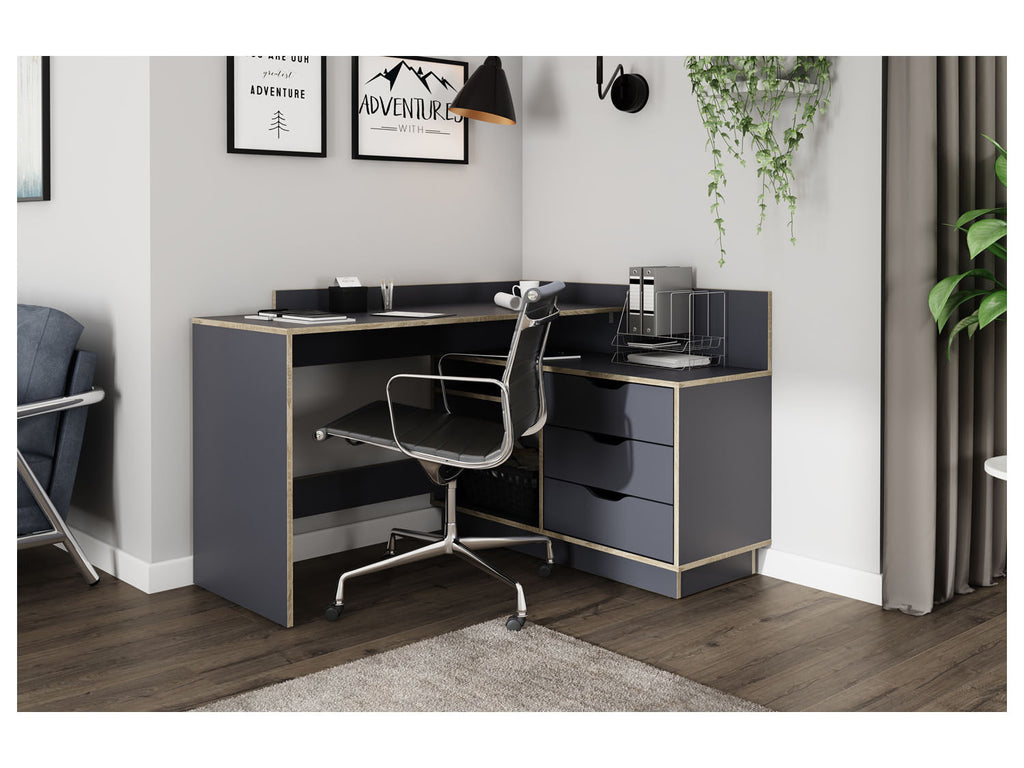 Bureau d'angle Belfast avec compartiments, 129 x 105 x 83 cm