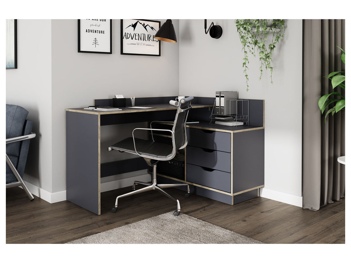 Bureau d'angle Belfast avec compartiments, 129 x 105 x 83 cm