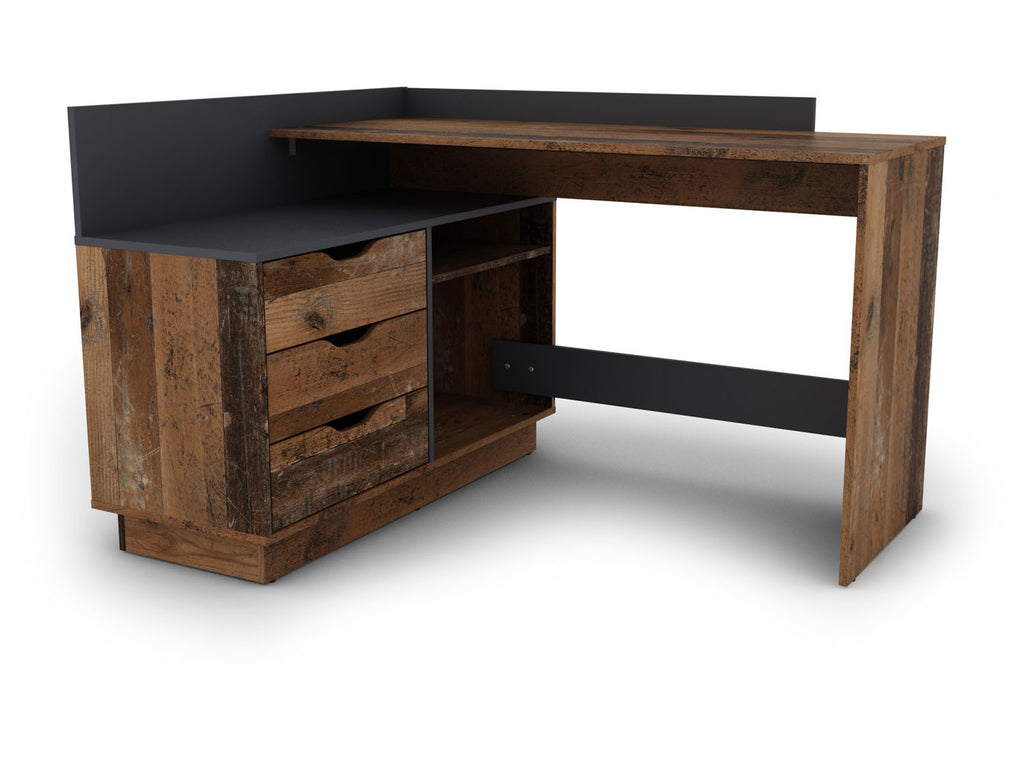 Bureau d'angle Belfast avec compartiments, 129 x 105 x 83 cm