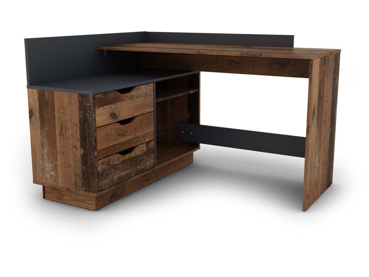 Bureau d'angle Belfast avec compartiments, 129 x 105 x 83 cm