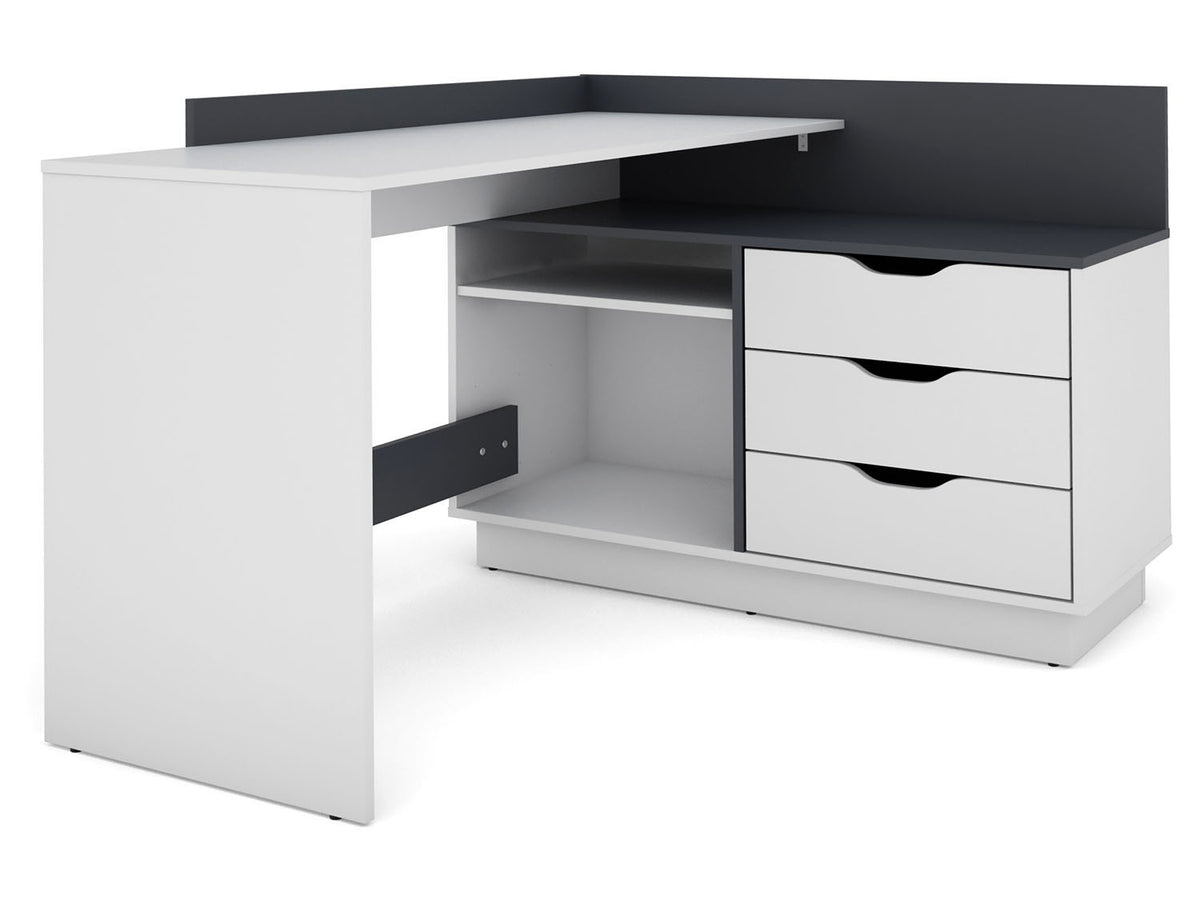 Bureau d'angle Belfast avec compartiments, 129 x 105 x 83 cm