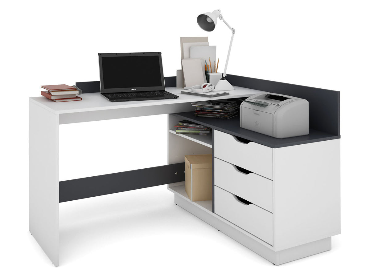 Bureau d'angle Belfast avec compartiments, 129 x 105 x 83 cm