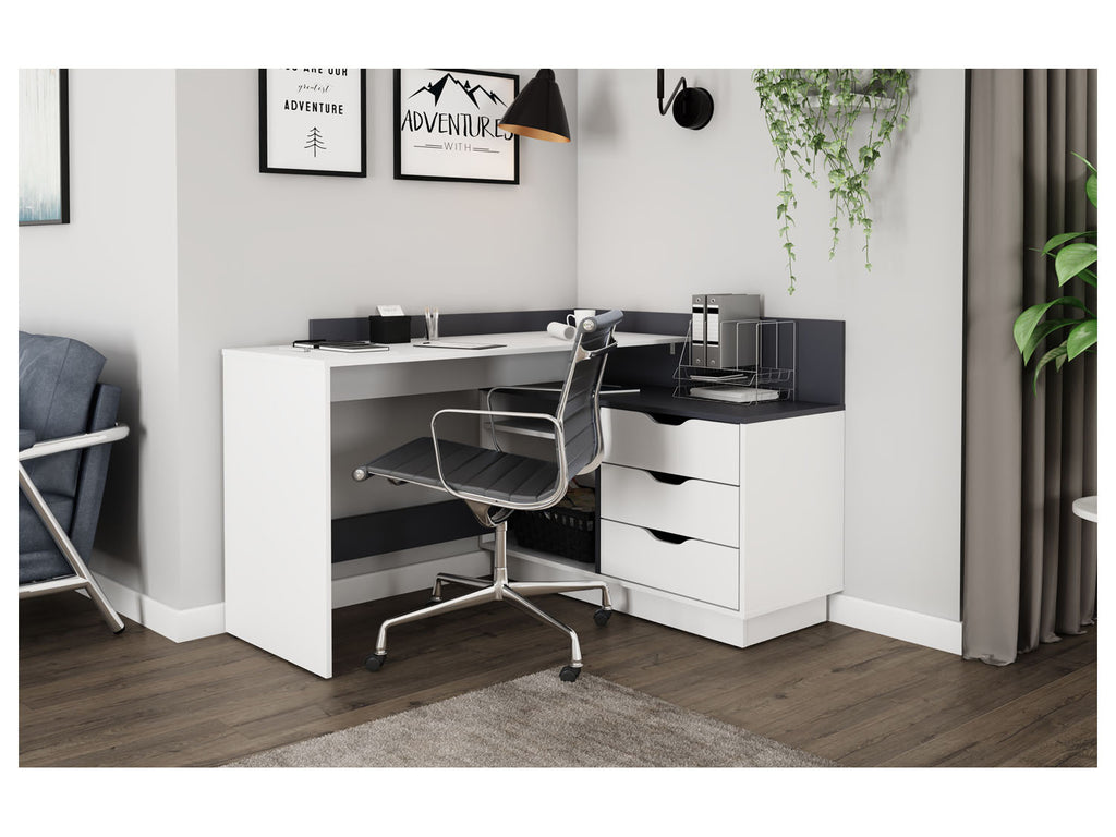Bureau d'angle Belfast avec compartiments, 129 x 105 x 83 cm