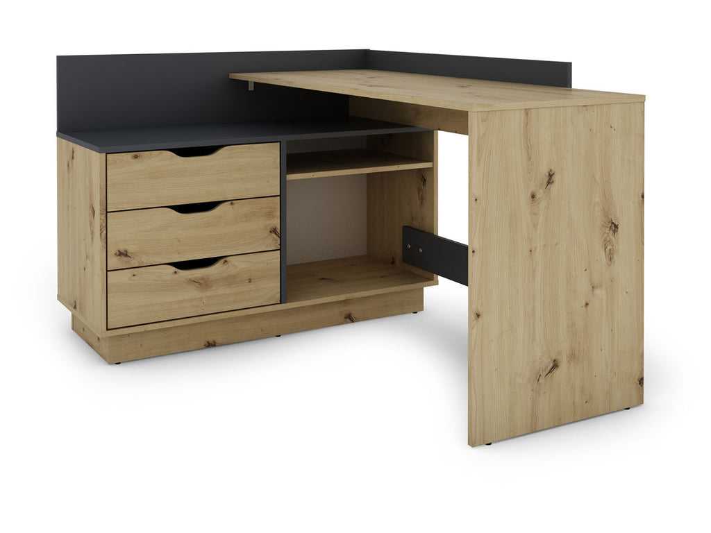 Bureau d'angle Belfast avec compartiments, 129 x 105 x 83 cm