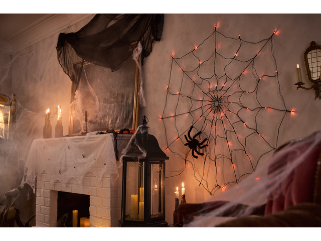 Décoration d'Halloween « Toile d'araignée LED », avec 80 LED