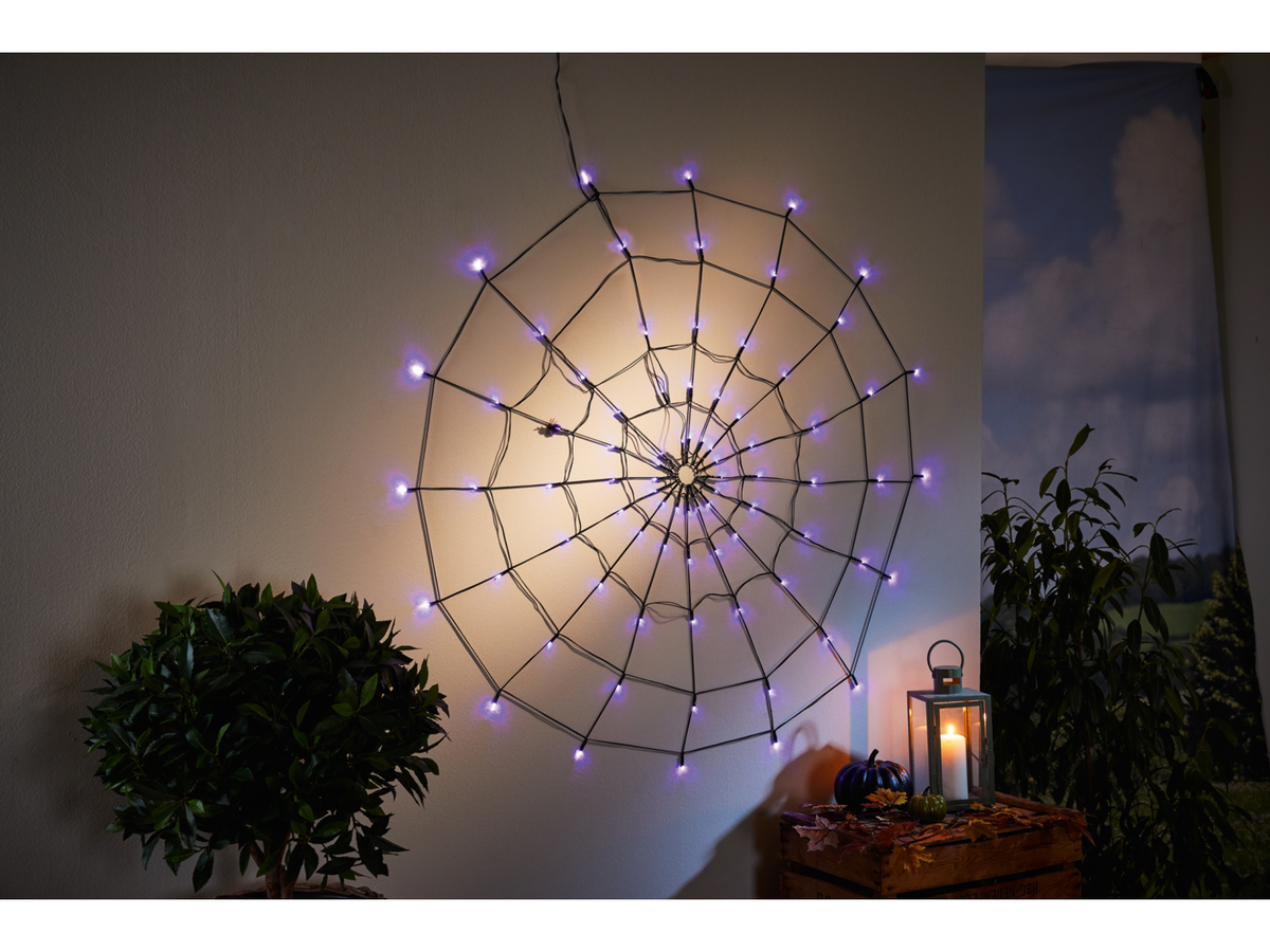 Décoration d'Halloween « Toile d'araignée LED », avec 80 LED
