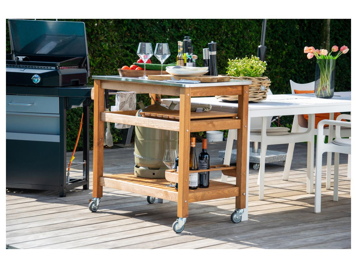 Desserte avec plateau en acier inoxydable