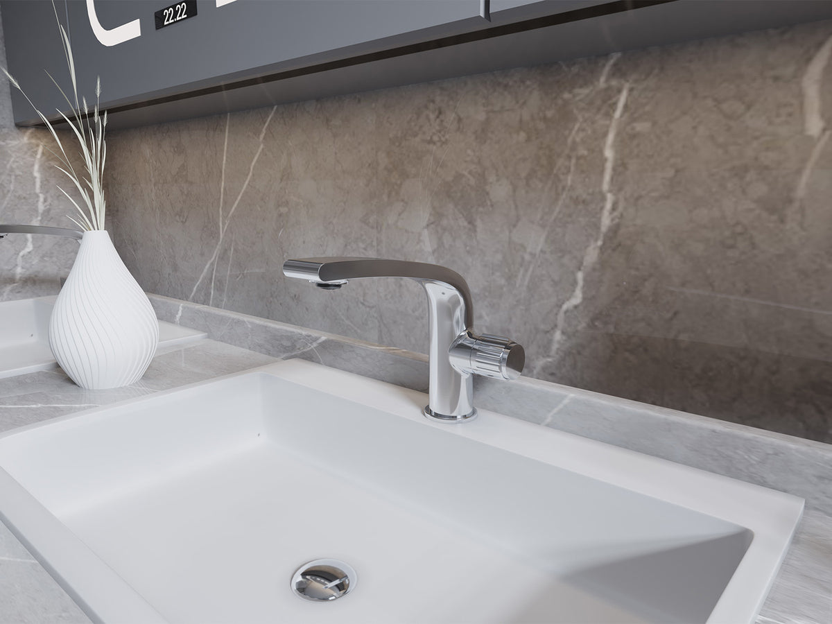Mitigeur de lavabo de salle de bain Basic, avec mousseur Neoperl