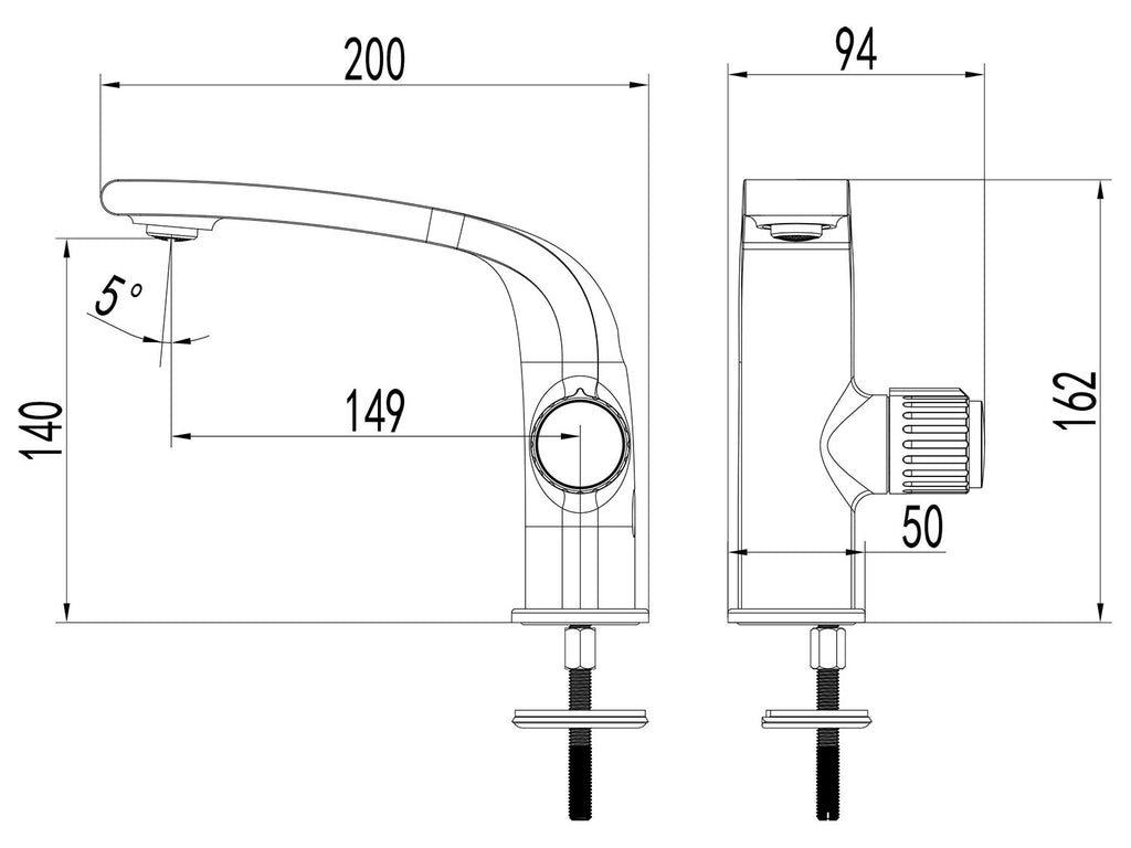 Mitigeur de lavabo de salle de bain Basic, avec mousseur Neoperl