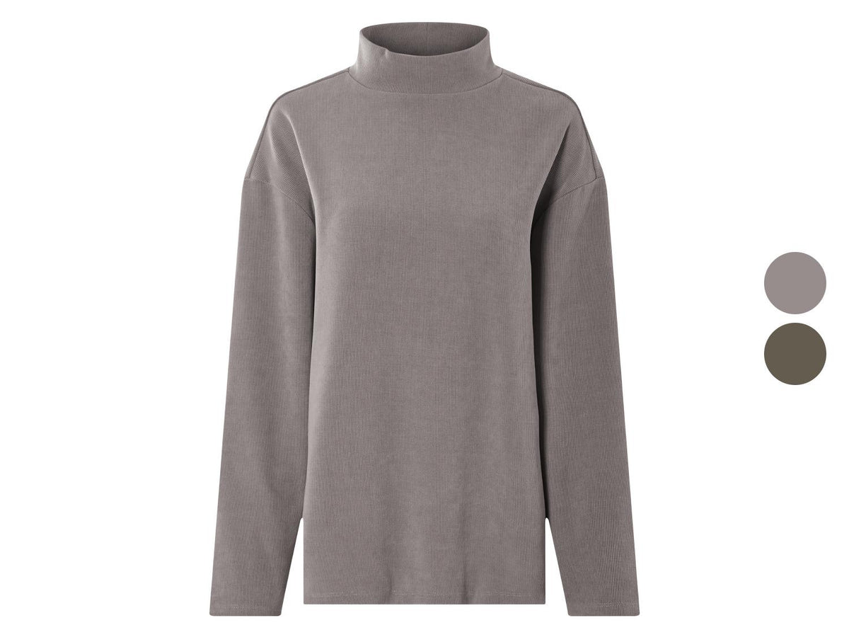 Pull femme, aspect velours côtelé