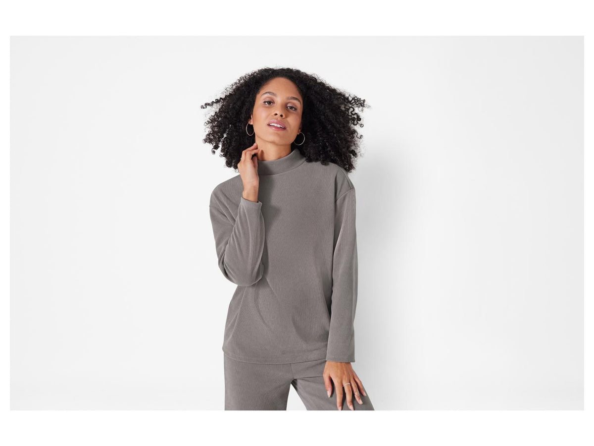 Pull femme, aspect velours côtelé