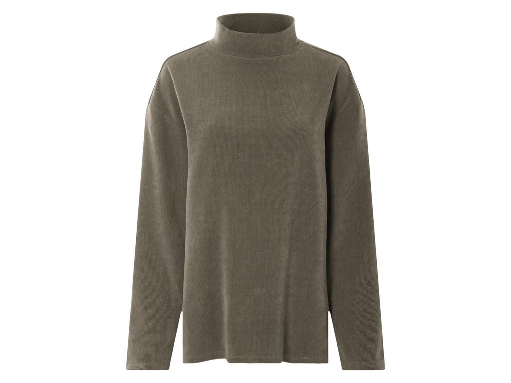 Pull femme, aspect velours côtelé