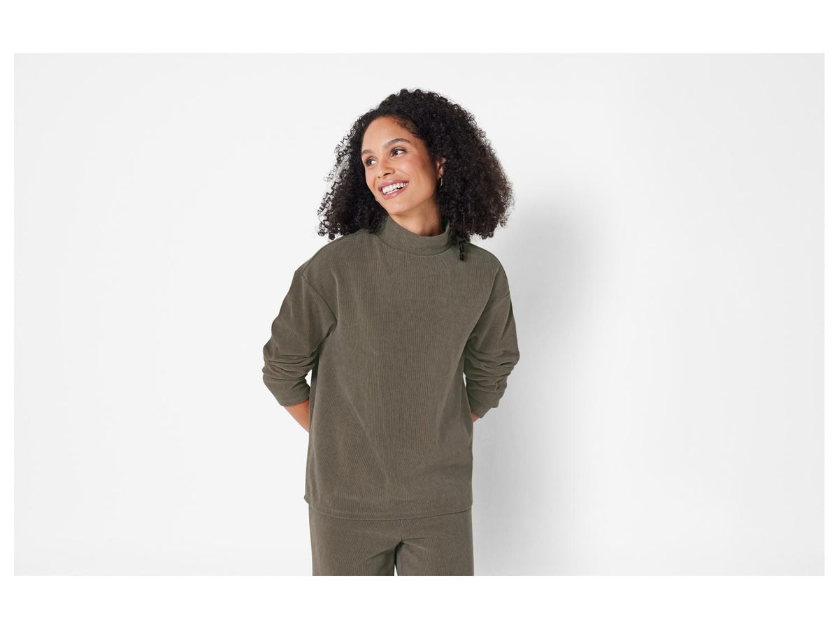 Pull femme, aspect velours côtelé