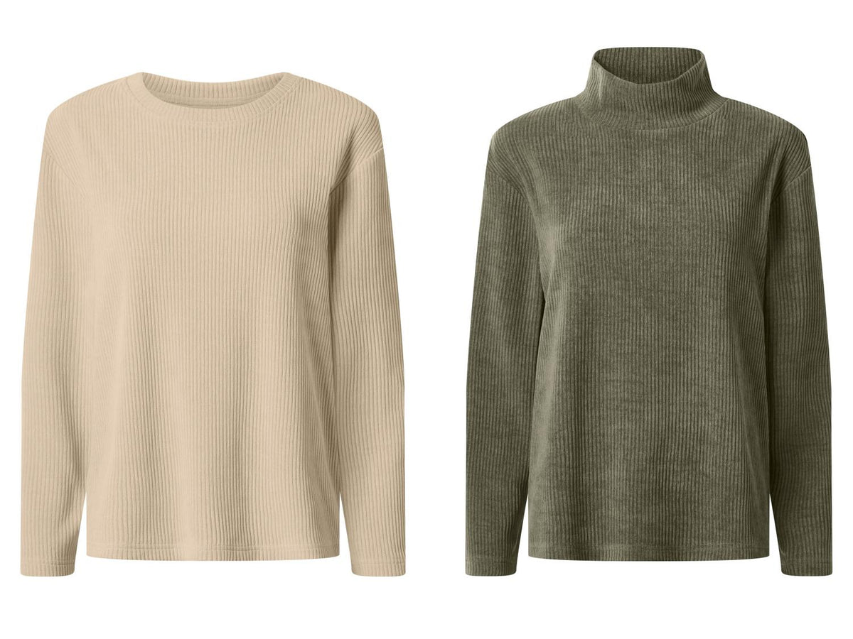 Pull-over femme aspect velours côtelé