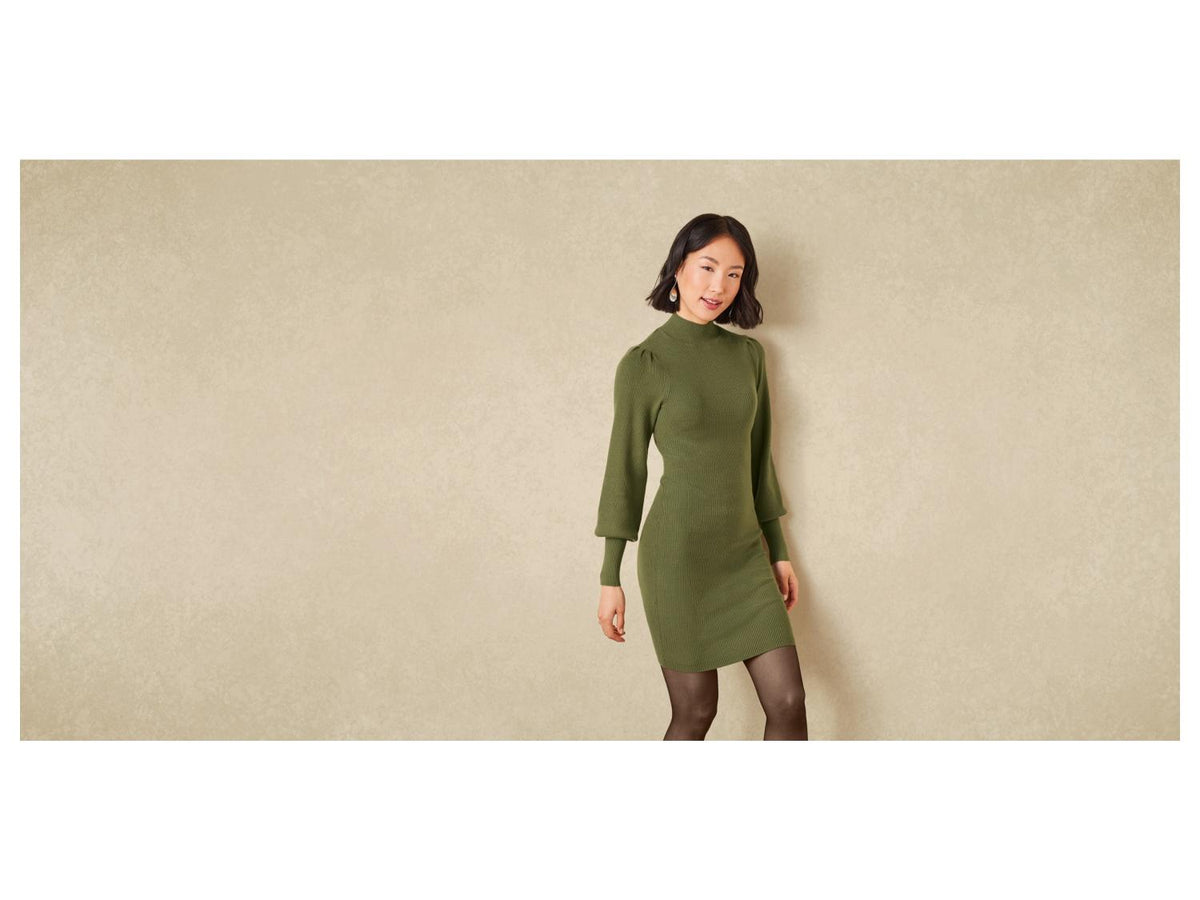 Robe pull pour femme, à manches longues bouffantes