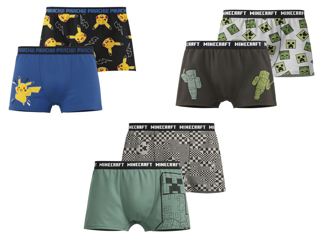 Lot de 2 boxers Minecraft ou Pokemon garçon
