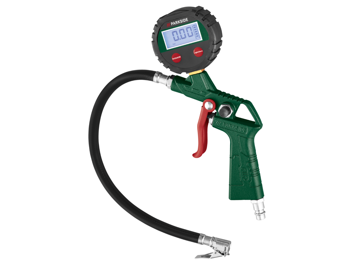 Gonfleur de pneus numérique, PDLD 10 C2, tuyau spiralé à air comprimé 10 m inclus