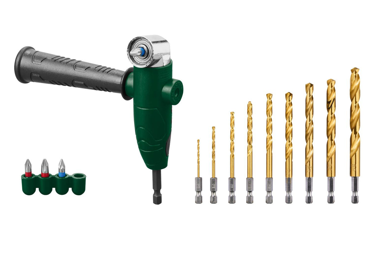 Renvoi d’angle pour perceuse ou set de forets hélicoïdaux HSS
