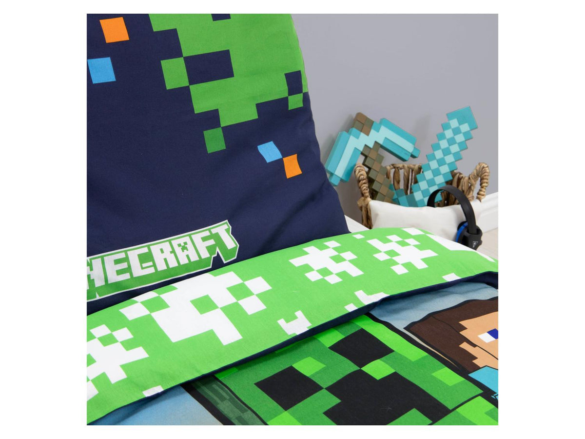 Parure de lit réversible Minecraft ou Pokémon, 140 x 200 cm
