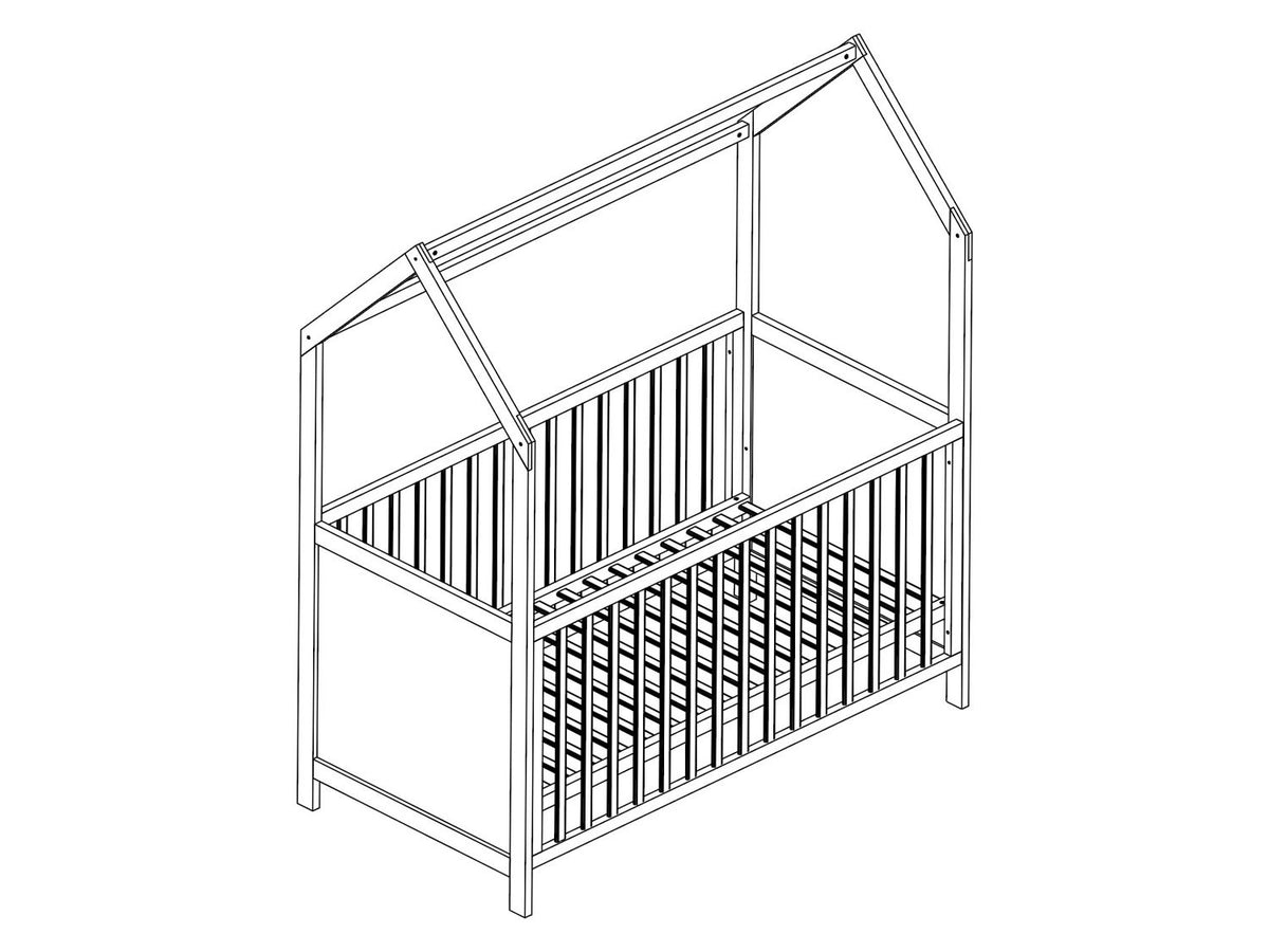 Lit cabane 70x140, réglable en hauteur