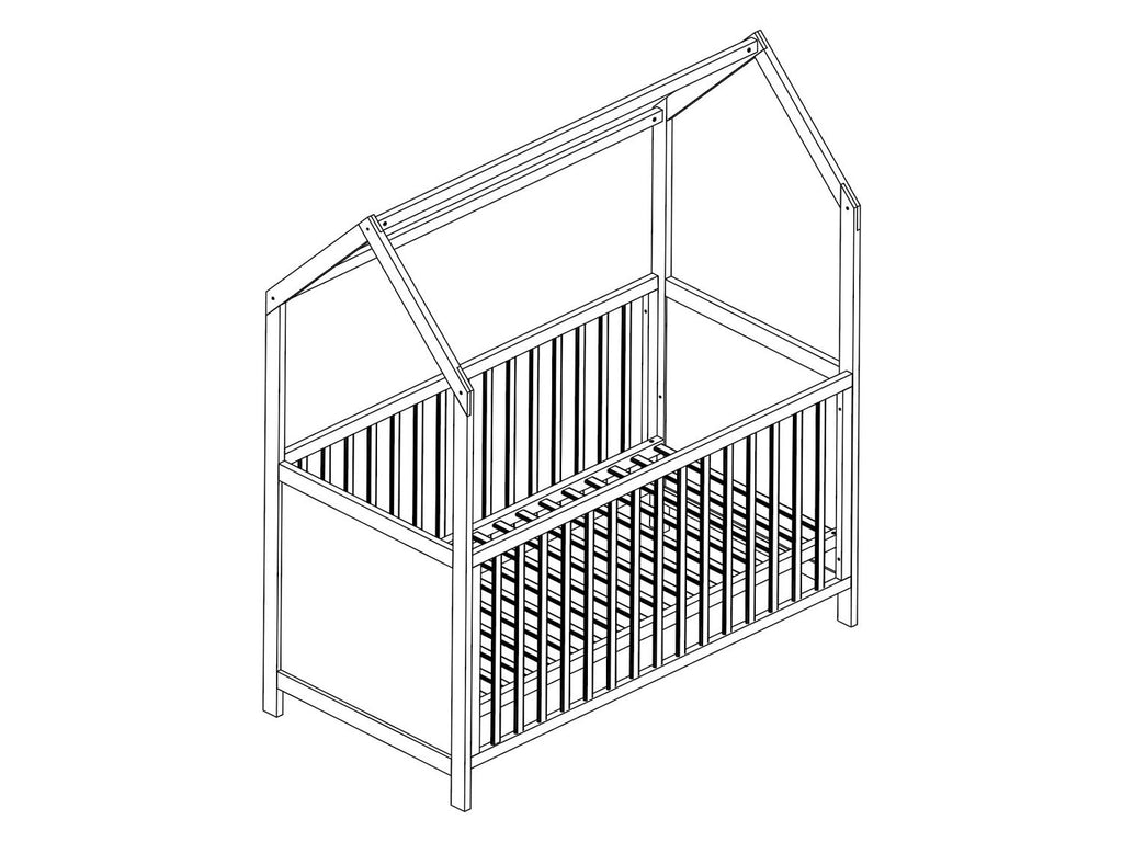 Lit cabane 70x140, réglable en hauteur