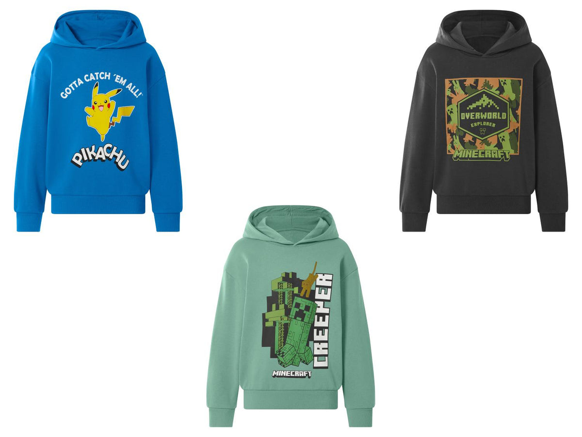 Sweat à capuche Minecraft ou Pokemon enfant