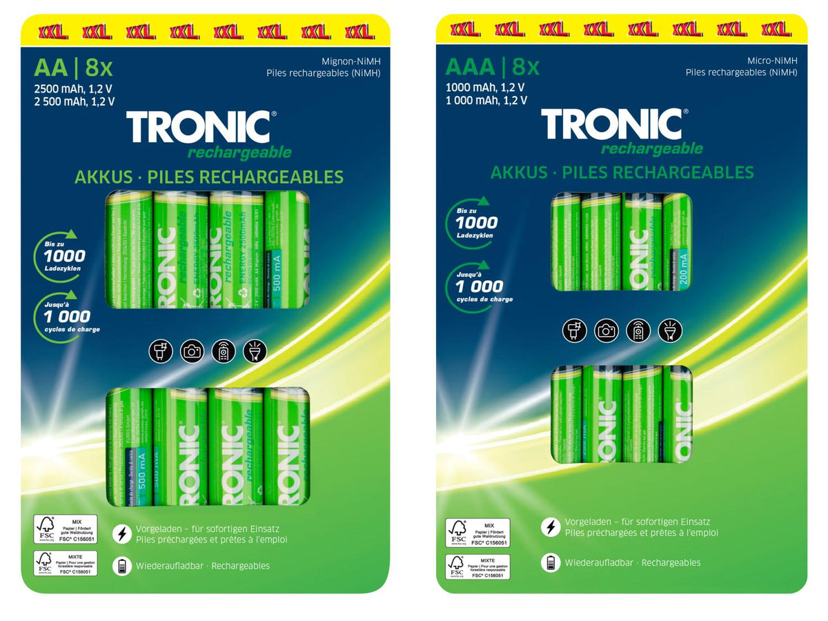 Piles rechargeables, 8 pièces