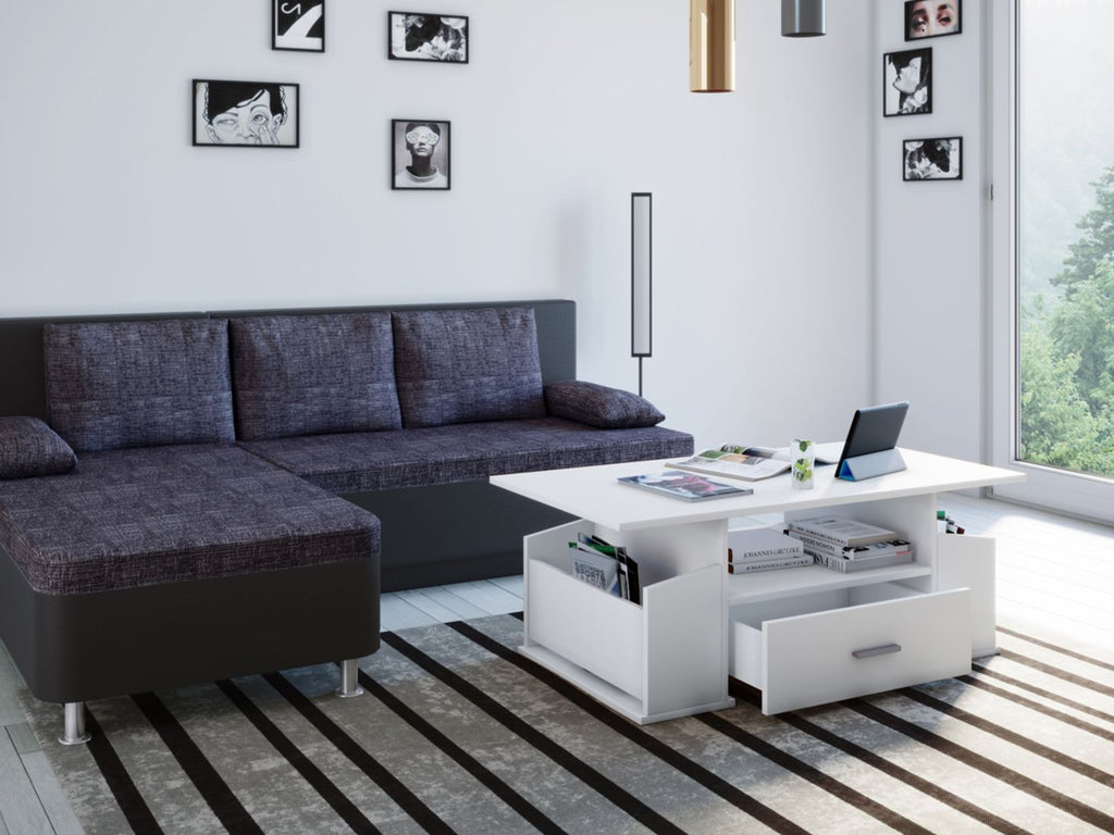Table basse Junata, avec tiroir, 44 x 110 x 52 cm