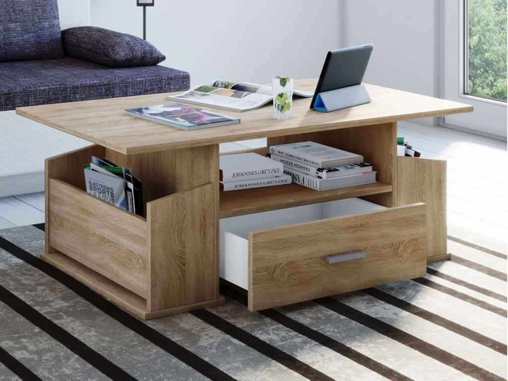 Table basse Junata, avec tiroir, 44 x 110 x 52 cm